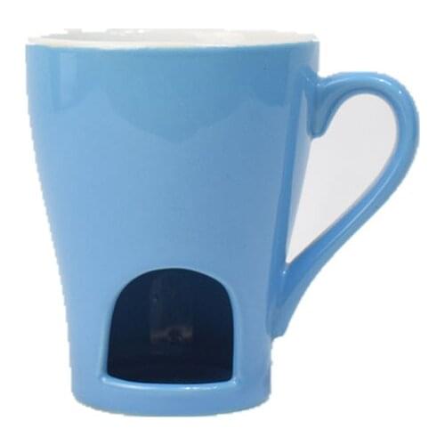 Ceramic chocolate fondue mug set tealight holder porcelain sauce melting pot dipper buffet warmer cheese fountain icecream maker