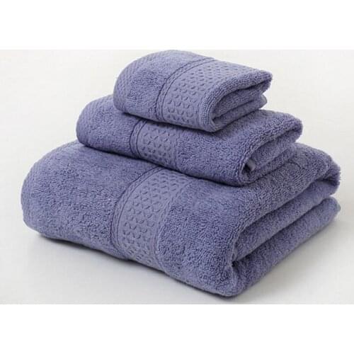 3-piece Towel Set Solid Color 100% Cotton Large Bath Towel Bathroom Towel Household Adult Children Beach Towel Portable