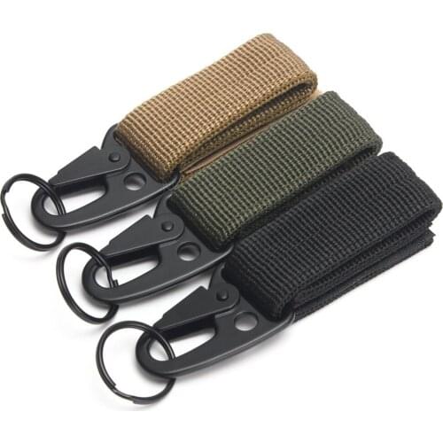 Outdoor Camping Hiking Military Tactical Nylon Belt Metal Hanging Carabiner Backpack Hook Clasp Survival Gear with Key chain