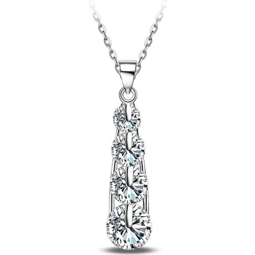 925 Sterling Silver Necklace Best Quality Free Shipping Shiny Zircon Crystal Fashion Pendant Jewelry