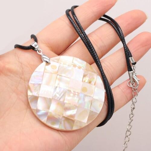 Natural Shell Alloy Pendant Necklace Round Handmade Crafts DIY Cute Elegant Sweater Chain Accessories Making