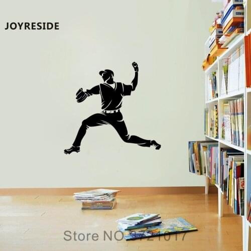 JOYRESIDE Baseball Player Wall Sports Decal Vinyl Sticker Boy Childrens Room Bedroom Interior Decor Any Room Art Decoration A095