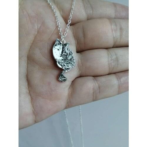 Hiphop Style Boho Chic Little Cute Kitten Cat lazy Really 925 Silver Necklace Baby Pet Pendant Girl Jewelry