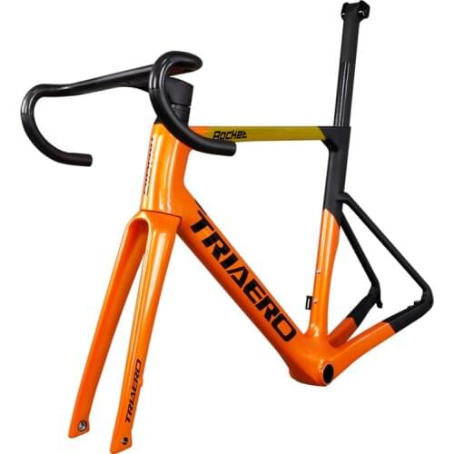 Super light carbon road disc brake bike frame with orange painting