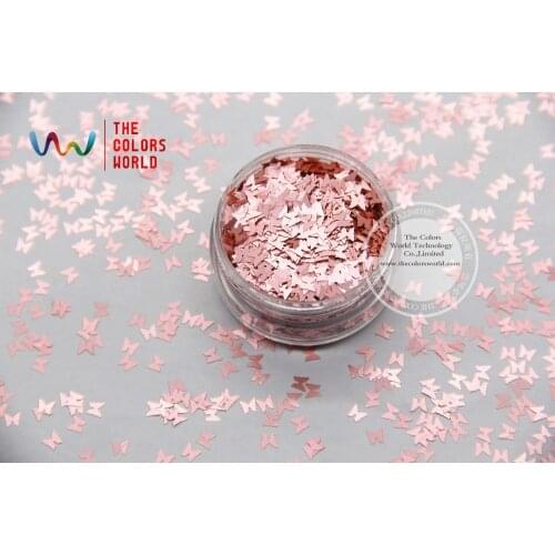 TCJ102 Pearlescent Light Rose Colors Butterfly shape 3.0MM Size Glitter for nail Art nail gel makeup or DIY decoration