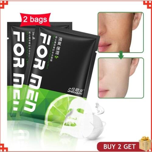 2 bags Mens Face Mint Cyan Lemon Hydrarting Facial Mask Moisturizing Oil Control Acne remover Natural Essence Skin Care