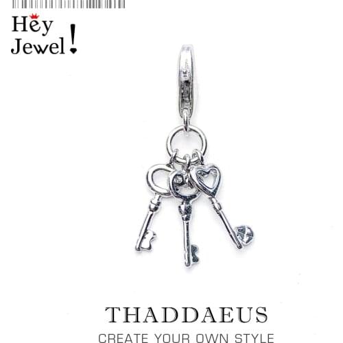 Antique Vintage Keys Charm Pendant Key Charms 925 Sterling Silver Findings Fit Bracelets Necklace DIY Jewelry Making Wholesale