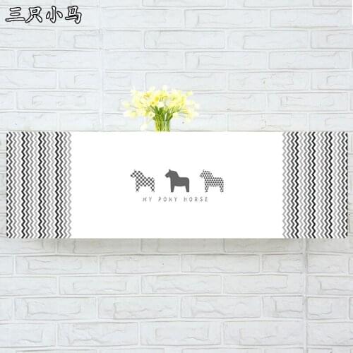Indoor Air Conditioner Cover Wall Mounted Decorative Hood Embroidery 74 79 81 83 86 89 95 105 x 30 x 20cm Three Pony White