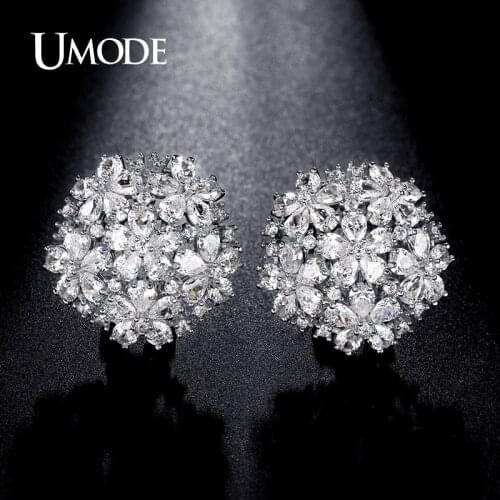 UMODE 4.5mmX3mm Pear Cut Cluster Cubic Zirconia French Clip Stud Earrings Jewelry for Women Fashion Wedding Brincos Gift UE0188B