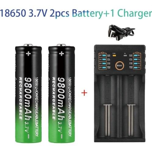 100%18650 Lithium Batteries Flashlight 18650 Rechargeable-Battery 3.7V 9800 Mah for Flashlight + USB Charger