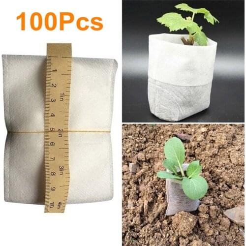 100PCS Seedling Plants Nursery Bags Organic Biodegradable Grow Bags Non-woven Fabric Eco-friendly Ventilate Growing Planting Bag
