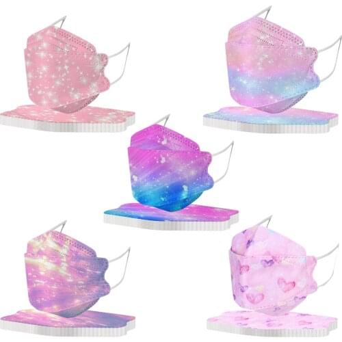 50pcs Disposable Kids Tie-dye Gradient Outdoor Fish Masks Galaxy Designer Facemask Children Mascarillas Halloween Cosplay Masque