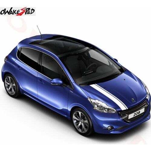 Car Styling Hood Decor Stickers Sport Stripes Graphics Vinyl Decals Cover Engine Bonnet Stickers For Peugeot 208 2012-2018