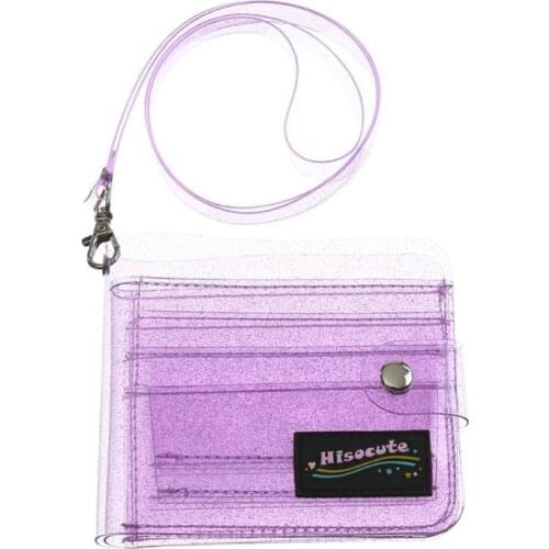 Bling Transparent ID Card Holder PVC Women Folding Short Money bag Wallet Fashion Women Girl Glitter Business Card Case Purse