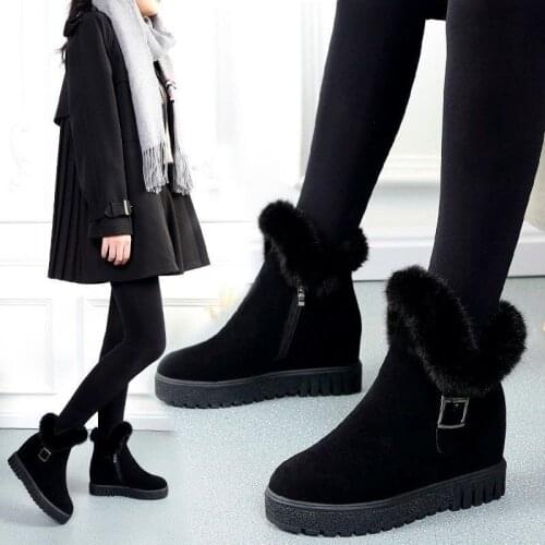 Winter Ankle Boots Women Warm Thick Plush Suede Snow Boots Female Sneakers Fur Shoes Women Botines Mujer 2020
