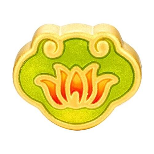 Pure 24K Yellow Gold Bracelet 3D hard Gold Ruyi Lotus Lock For Women Bracelet