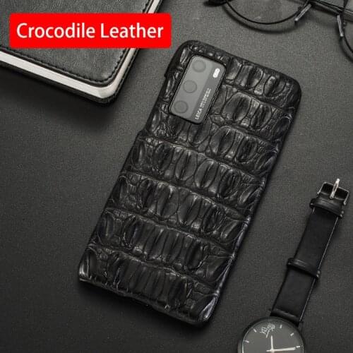Natural Crocodile Leather Phone Case For Huawei P20 P30 P40 Honor 9X Mate 10 20 30 Lite 40 Pro Plus Nova 5T Alligator Back Cover