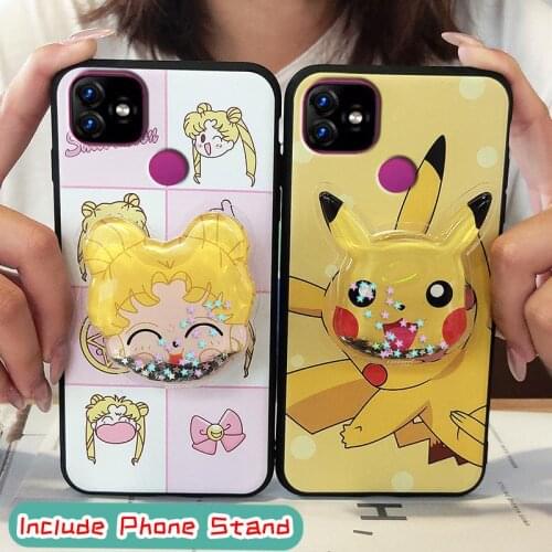 For Girls foothold Phone Case For Itel P36 Back Cover Soft Case Shockproof glisten Anti-knock