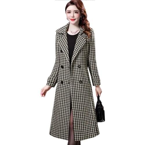 Double-faced wool windbreaker coat woman 2020 autumn winter jacket Female plus size cashmere plaid wooan long coats women
