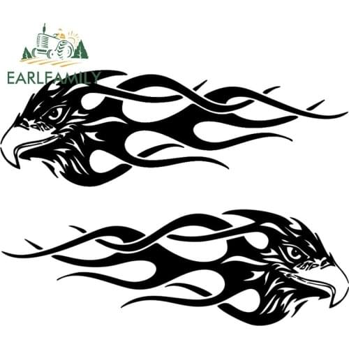 EARLFAMILY 70cm x 24cm Set 2x Sticker Decal Vinyl Car Bike Laptop Bumper Eagle Tribal Flame Reflective Car Sticker Waterproof