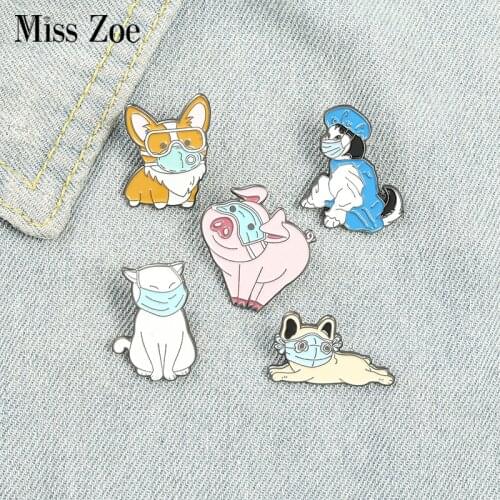 Life First Animal Enamel Pin Custom Cat Dog Pig Corgi Husky French Bulldog Brooches Bag Lapel Pin Cartoon Fun Badge Jewelry Gift