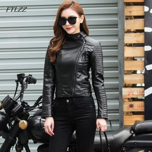 FTLZZ Women's Leather Bomber Jackets