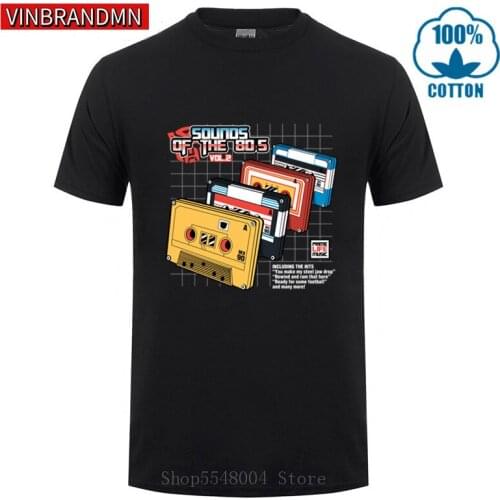 Popular Men Tshirt Vintage Sounds of the 80s Vol2 T-shirts Cheap Sale Casual Music Tape Hiphop T shirt Summer Hipster Streetwear