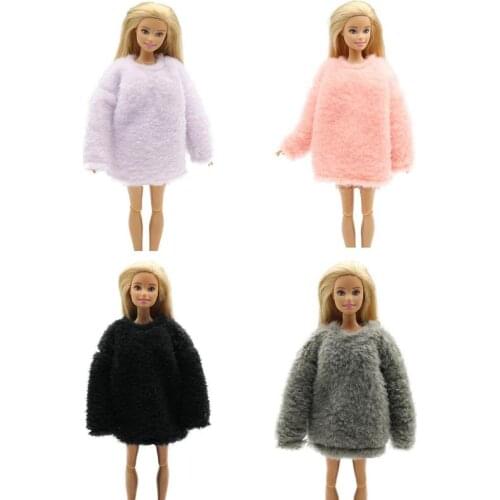 Fur Long Sleeve Bathrobe Coat Dollhouse Accessories Tops Dress Casual Wear Clothes For Kids 30CM Doll Toy Accessories