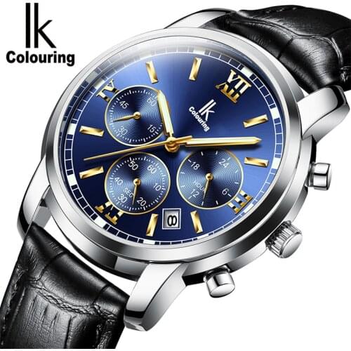 IK colouring Men's Watch With Leather Strap