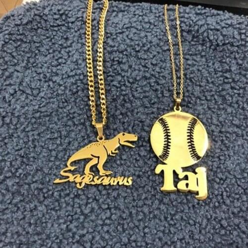 Personalised Custom Any Cartoon Characters With Name Necklace Baby Toddler Child Gifts Stainless Steel Logo Sign Letter Necklace