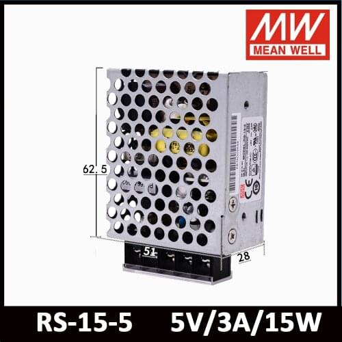 Original Mean Well RS-15-5 AC/DC 5V 3A 15W Single Output Switching Power Supply Meanwell Led Driver