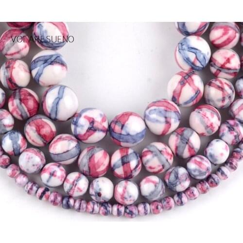4-12mm Purple Red Rain Stone Natural Stone Stripes Round Beads For Jewelry Making Spacer Loose Beads Diy Bracelet Jewellery 15"