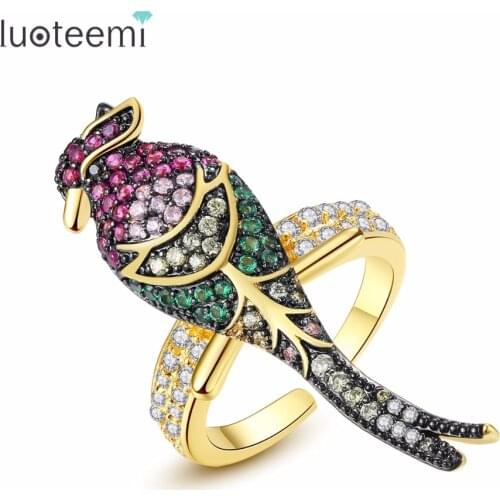 LUOTEEMI Luxurious Sumptuous Gorgeous Magnificent Costly Bird Shape Multicolor Ring For Women Jewelry Love Gift Packaging