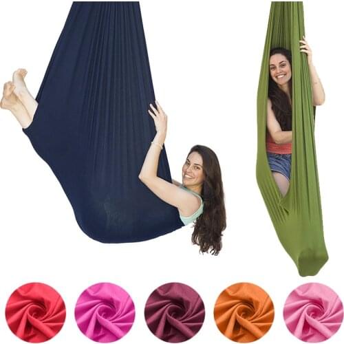 Multicolour 5 meters Aerial Anti-gravity Yoga Hammock Swing Flying Yoga Bed Bodybuilding Gym Fitness Equipment Inversion Trapeze