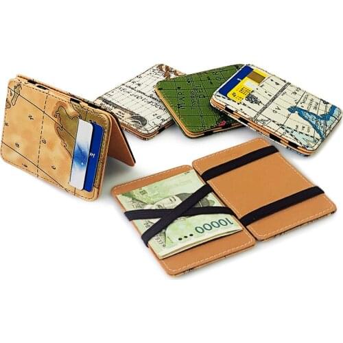 Maps Man Small Fold Magic Wallet Mens Mini Purse Money Bag Credit Card Holder Clip For Cash drop shipping