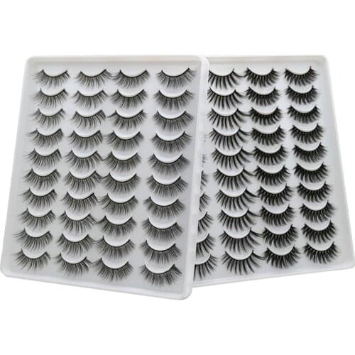 20 Pairs Natural 3D False Eyelashes 15-20mmFake Lashes Makeup Faux Mink Lashes Extension Mink Eyelashes Wholesale