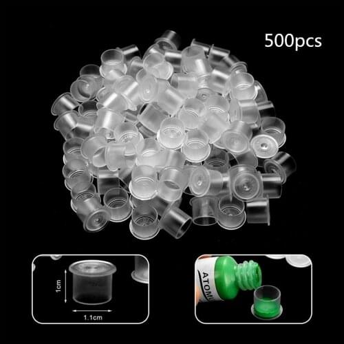 Disposable Lot Tattoo Ink Caps Cups Pigment Holder Caps with Cup Base 500pcs