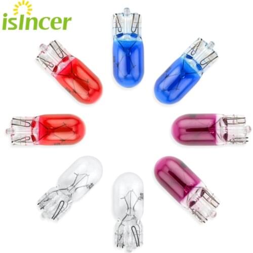 10pcs T10 501 W5W Wedge Interior Car Side Light Blue Yellow Red Purple 12V 5W Dashboard Dash Panel Gauge Bulb for Car Styling