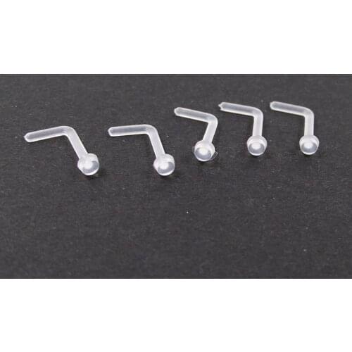 5 Pieces 18G L Shape Twist Clear Invisible Nose Ring Tragus Earring Piercing Jewelry
