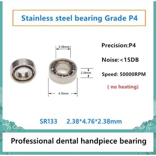 20pcs 20:1 Dental Handpiece bearing SR133 2.38x4.76x2.38mm P4 stainless steel ball bearings 50000rpm no heating