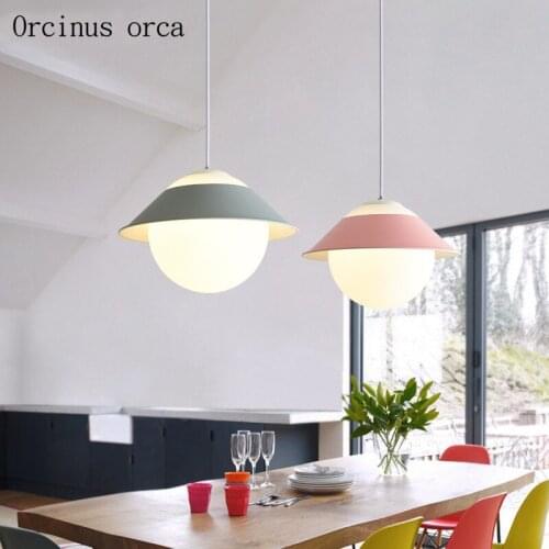 Nordic modern simple glass single head chandelier Restaurant Bar bedroom creative personality new color coloured Chandelier