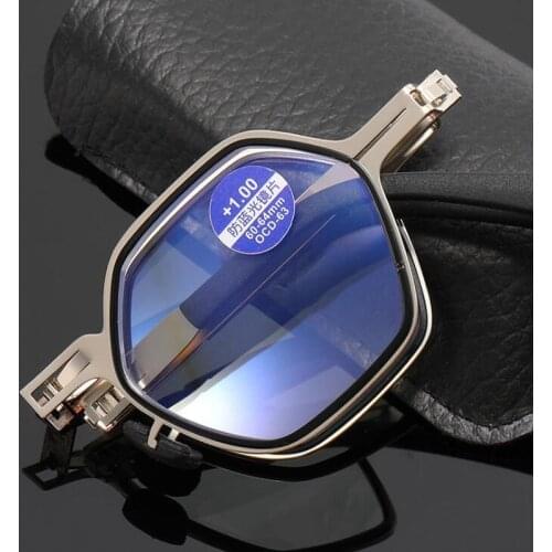 Folding Screwless Reading Glasses Men Women Metal Frame Foldable Presbyopia Hyperopia Glasses With Case Diopter Eyewear +1 To 4