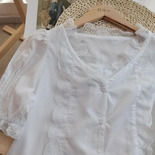 Style 2021 new elegant soul and back become pink / LACE SHORT SLEEVE TOP