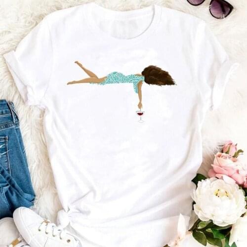 Women Summer 90s Ladies Wine Funny Tshirts Cartoon Fashion Short Sleeve Clothes Stylish T Top Lady Print Sexy Tee T-Shirt