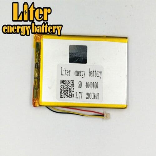 1.0MM 3pin connector 4040100 3.7V 2000mah Lithium Polymer Battery for polymer lithium ion Battery Replacement Tablet PC Battery