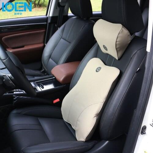 1 Set Universal Car PU Leather Head Restraint Headrest Neck Cushion Memory Foam Auto Pillow Seat Back Lumbar Support Pillows