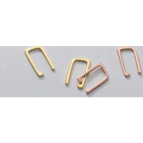 1pair (No pierced) 12mm*7mm Real. 925 Sterling Silver Jewelry "U" Clip On Cuff Earrings Ear-Bone C-G8041