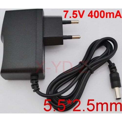 1PCS 7.5V 400mA AC 100V-240V Converter Switching power adapter DC 7.5V 0.4A 400mA Supply EU Plug DC 5.5mm x 2.1mm-2.5mm
