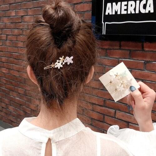 100pcs/lot DIY Simple Multi Alloy Starfish Pearl Hair Clips Acetic Acid Bang Hairpin Hair Styling Tools Accessories HA1469