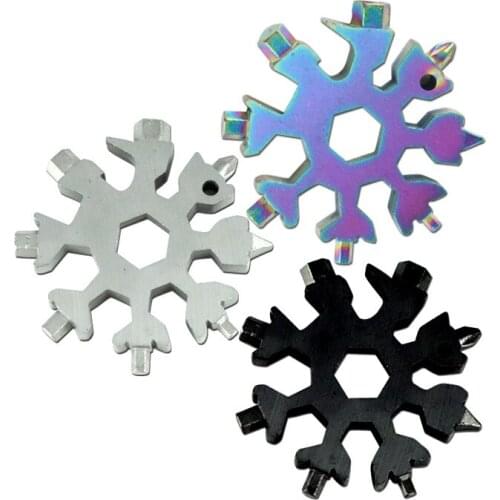 18 In 1 Snowflake Multi Pocket Tool Key Ring Spanner Hex Wrench Multifunction Multipurpos Survive Outdoor Keyring Key Ring Bot